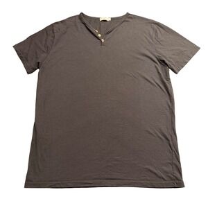 M.I.D.A. Undici Mens Henley Shirt Large Gray Short Sleeve Made in Italy Cotton